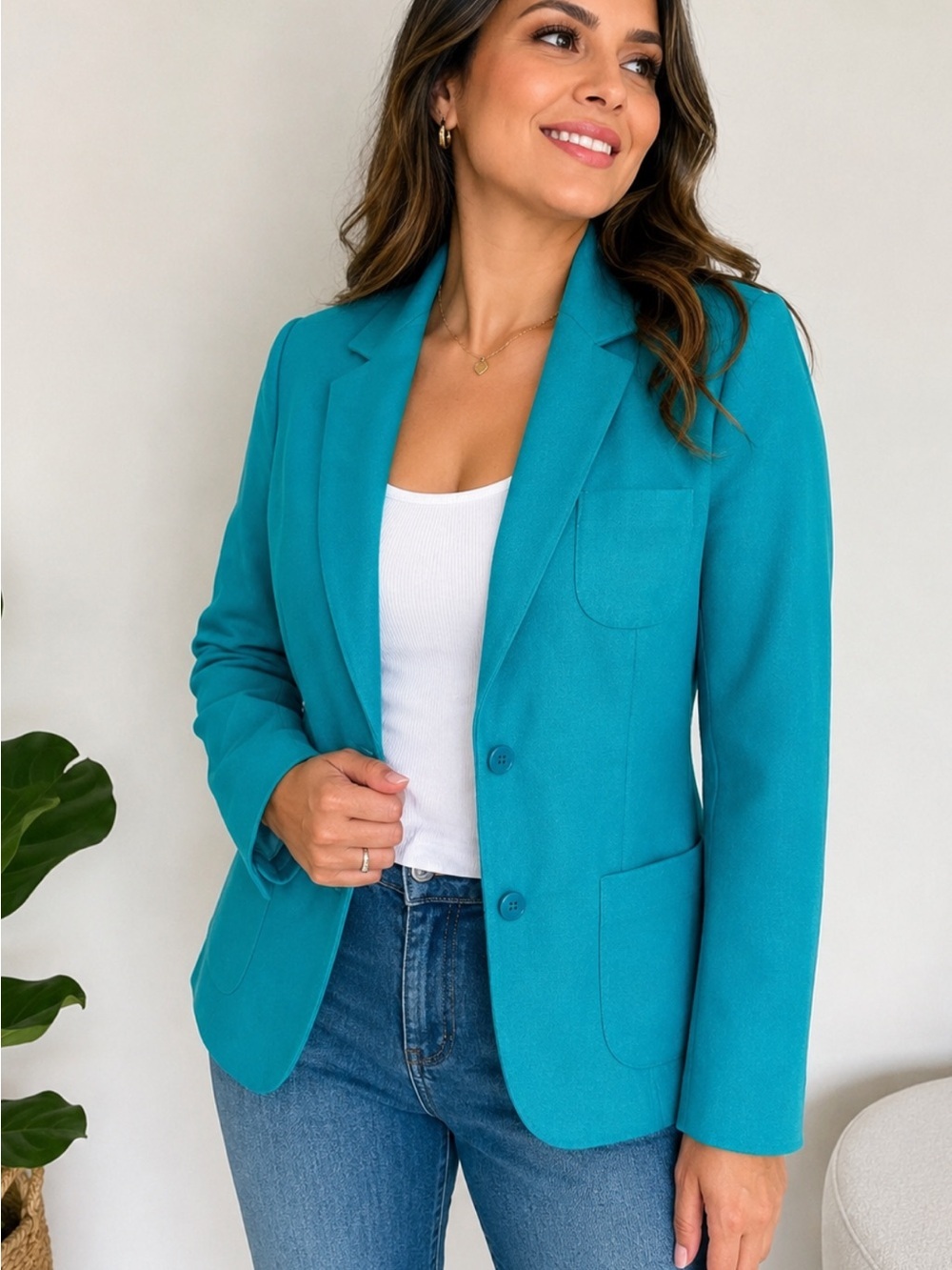 Women’s Teal Sport Coat Blazer by Halberstadt's